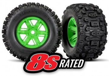 Traxxas 7774G Tires & Wheels Sledgehammer/X-Maxx Green (2)