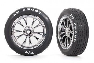 Traxxas 9474R Tires & Wheels Front Chrome (2) Drag Slash