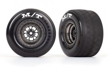 Traxxas 9475A Tires & Whels Rear Matt Black Chrome (2)  Drag Slash