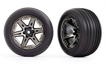 Traxxas 3771R Tires & Wheels Ribbed / RXT Black Chrome 2,8" Front (2)