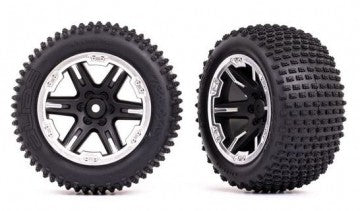 Traxxas 3772X Tires & Wheels Alias / RXT Black w. Chrome Ring 2,8" Rear (TSM-Rated) (2)