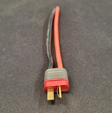 Deans han / T-plug han med 10 cm ledning