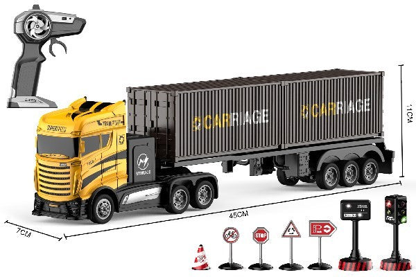 Fjernstyret lastbil - Container Truck med skilte, Gul.