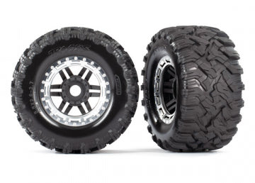 TRAXXAS 8972X Tires & Wheels Maxx/Black/Satin Chrome (17mm) 2,8" TSM (2)