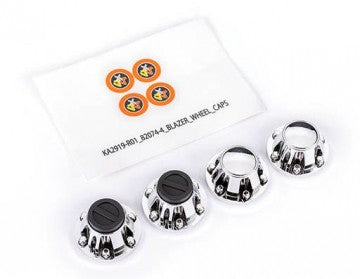 Traxxas 8164X Wheel Center Caps Chrome F&R (2+2) (Require Stub Axle #8255) TRX-4/6