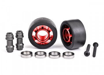 Traxxas 7775R Wheels Alu Red Wheelie Bar Set Ball Bearings (2) X-Maxx, XRT, Maxx, Sledge