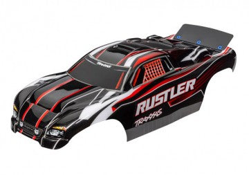 Traxxas 3750 Body Rustler 2WD Red & Black Painted*
