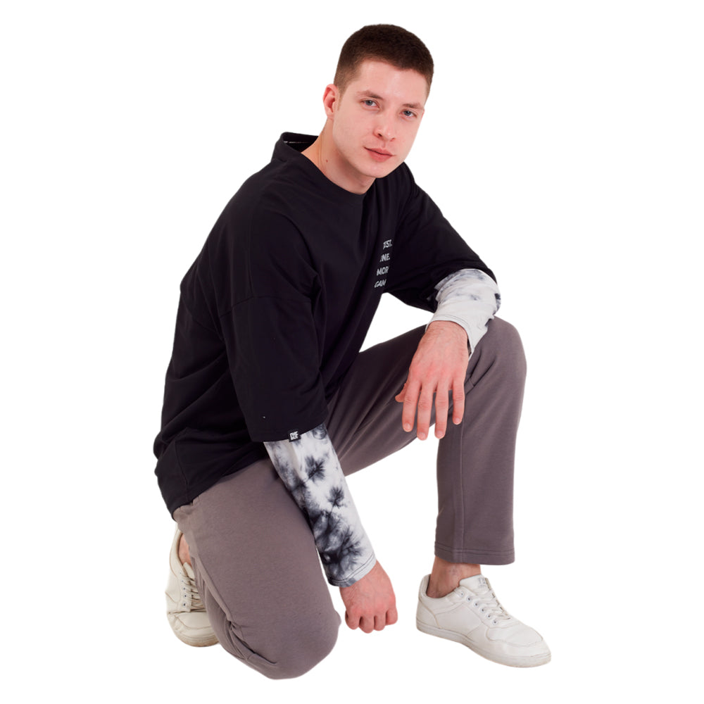 FragON tie dye long sleeve T-shirt, grey, 2XL