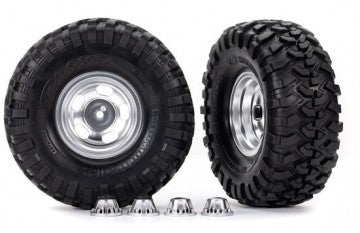 Traxxas 8159 Tires & Wheels 2.2" Canyon Trail / Satin Chrome w/ Center Caps (Requires #8255A)