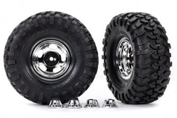 Traxxas 8159X Tires & Wheels 2.2" Canyon Trail / Chrome w/ Center Caps (Requires #8255A)