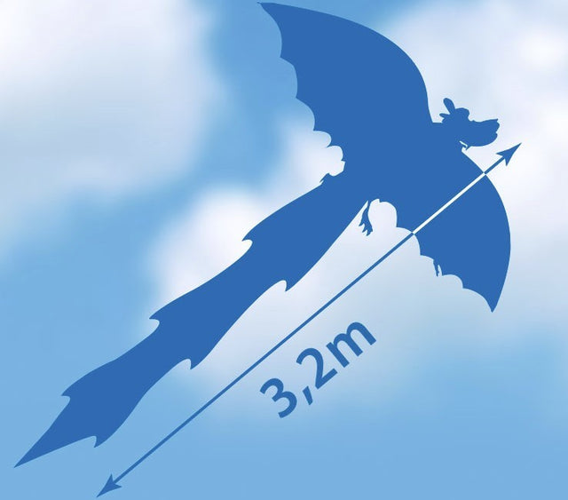 DRAGON 3D - Single drage med sejl fra Ripstop-polyester m. håndtag og line