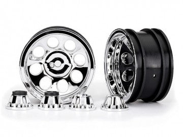 Traxxas 8163 Wheels 8-Hole Mag Chrome 2.2" + Center Caps (for Stub Axle #8225A)