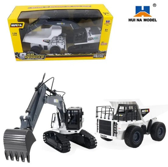 Fjernstyret sæt med gravemaskine og læsser