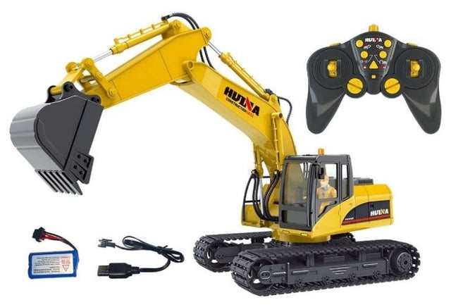 Fjernstyret gravemaskine med lyd og lys