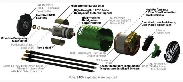 Castle Creations Motor Sensor Inrunner 4-Pole 1410-3800KV 5mm shaft - CC060-0066-00