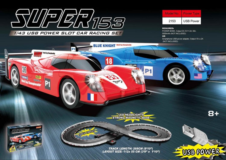Super 153 - USB Powered 1/43 Slot Car Racing Set
