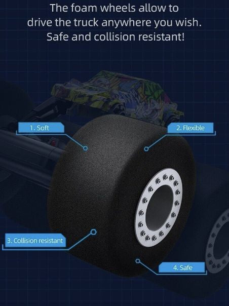 Vild fjernstyret stunt Monster bil med store dæk - inkl. batteri og lader