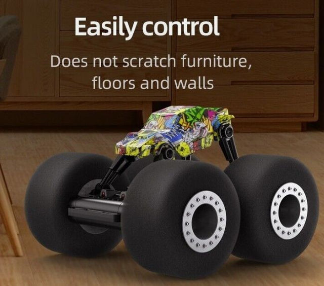 Vild fjernstyret stunt Monster bil med store dæk - inkl. batteri og lader