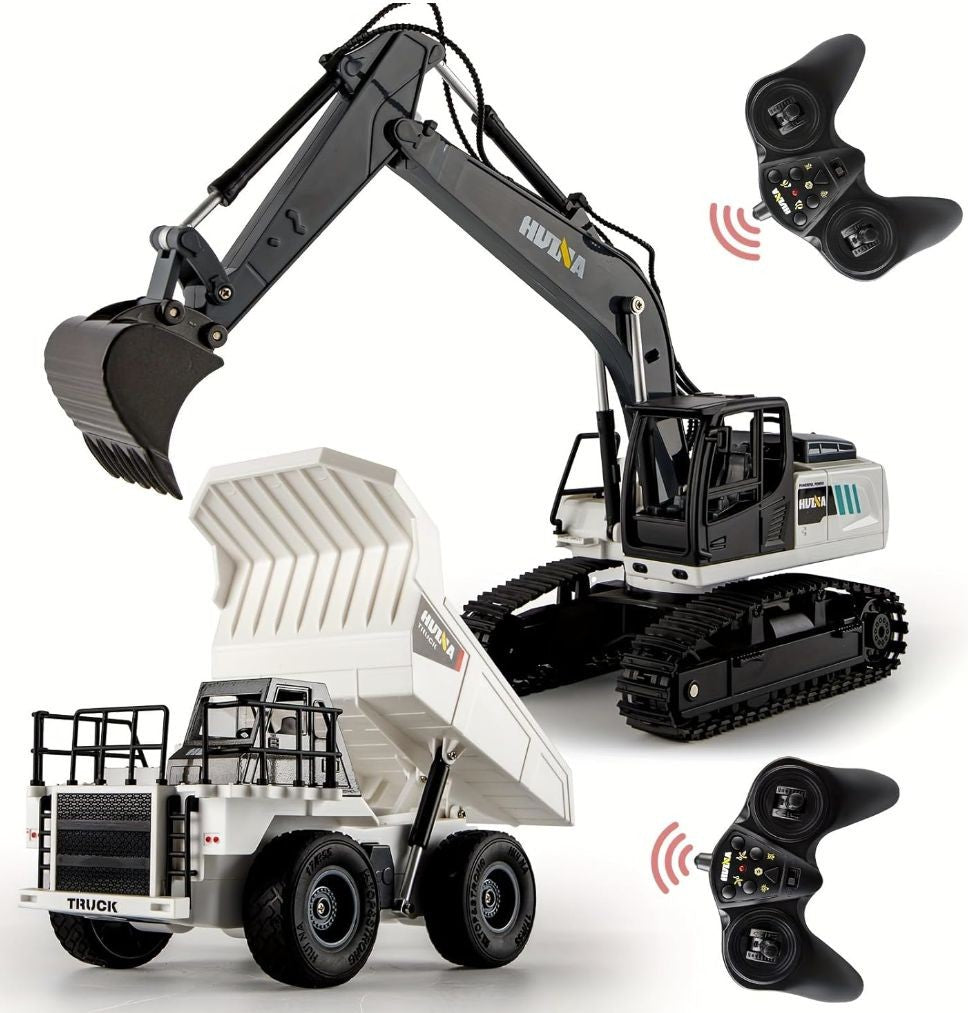 Fjernstyret sæt med gravemaskine og læsser