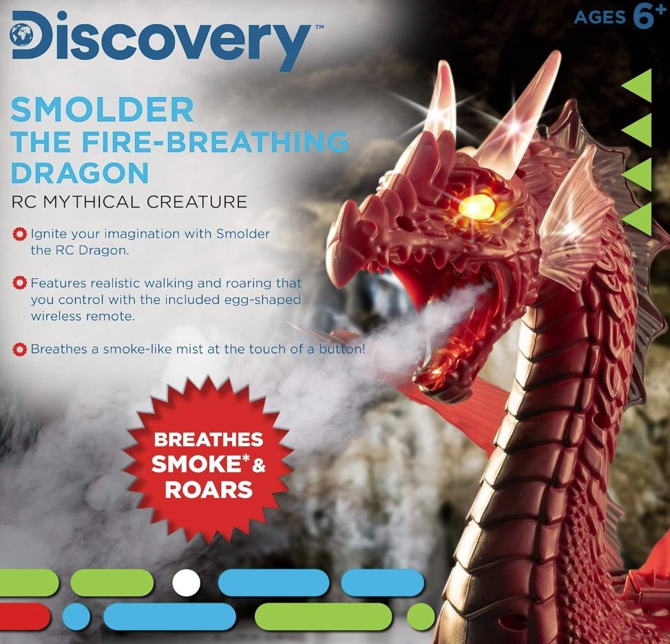 Fjernstyret Drage spyr ildrøg ud, glødende øjne, flagrende vinger