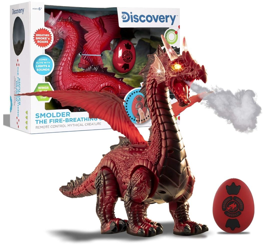 Fjernstyret Drage spyr ildrøg ud, glødende øjne, flagrende vinger