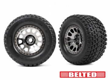 Traxxas 7862X Tires & Wheels Gravix Belted / XRT Race Black Chrome (2)