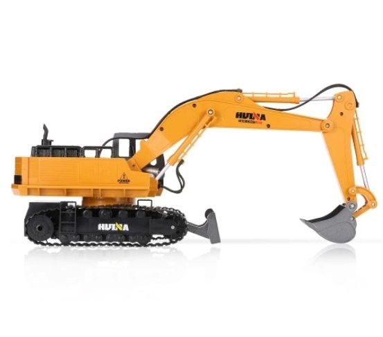 DEMO - Fjernstyret gravemaskine m. skraber, lys og lyd - 11 funktioner!