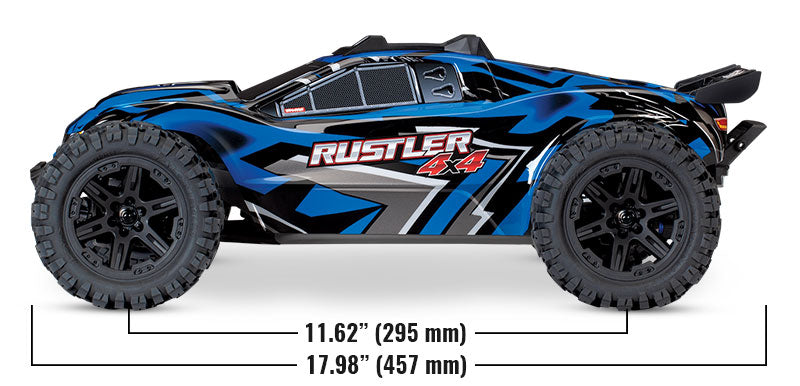Rustler 4X4 XL-5 mål set fra siden