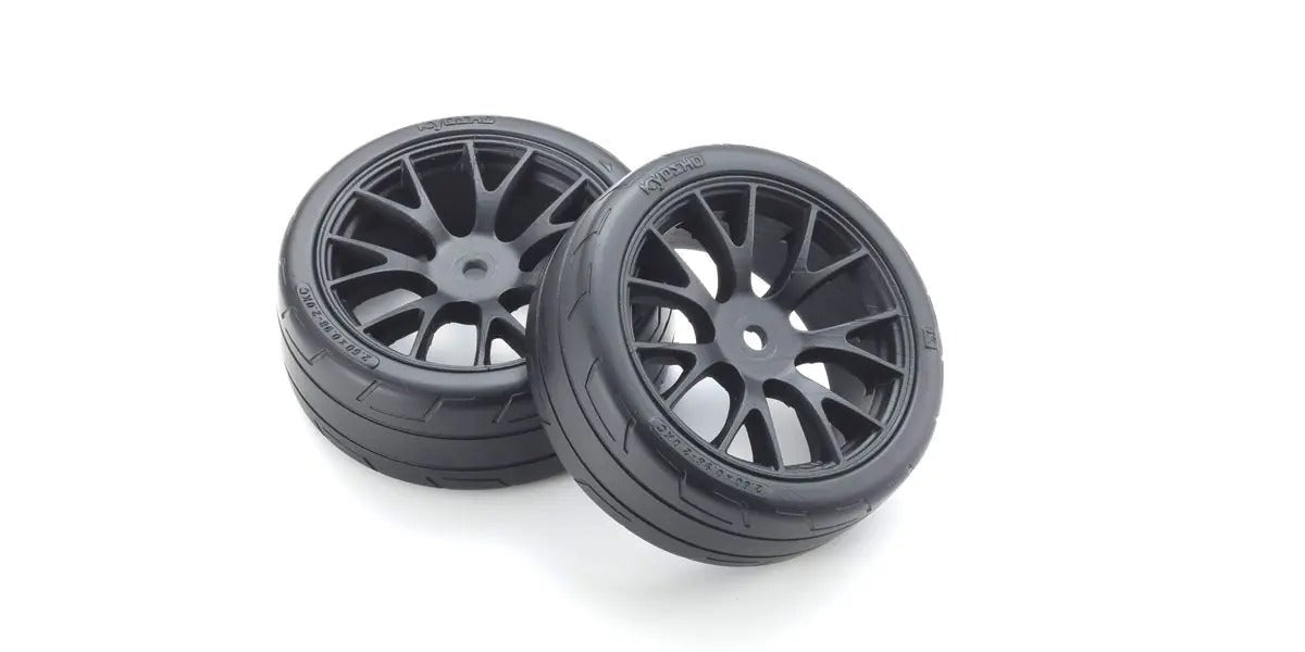 Kyosho 1:10 Fazer FZ02 Pre-Glued Touring Black Rims Medium Tyres (2)