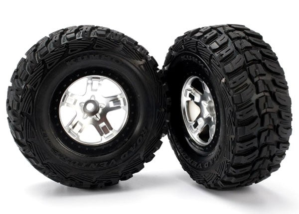 Traxxas 5881X Tires & wheels, assembled, glued (SCT satin chrome, beadlock