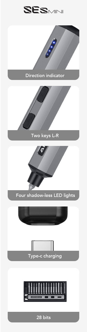 ARROWMAX AM199911G - SES Mini Electric Screwdriver With Alu Case 28 in 1 Space Gray