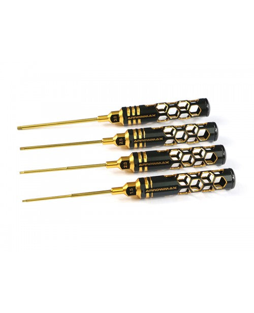 ARROWMAX AM410993BG - ALLEN WRENCH SET 1.5 2.0 2.5 & 3.0 X 100MM - 4-TEILIG. BLACK GOLDEN