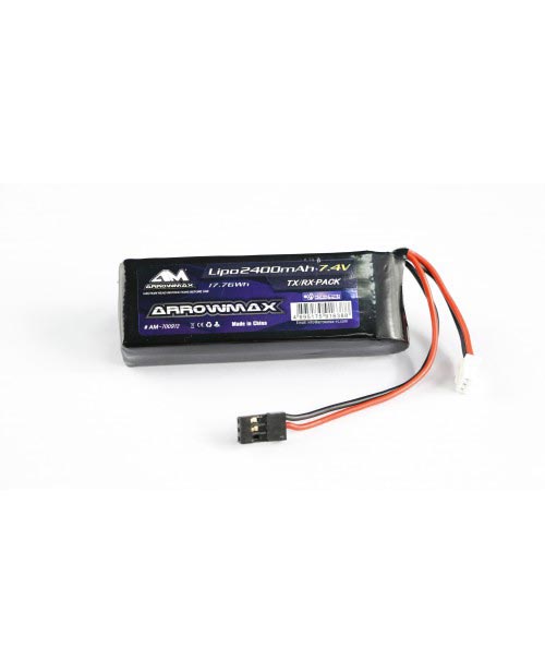 ARROWMAX AM700912 - Arrowmax Lipo 2400mAh 2S TX/RX 7.4V Flat Pack