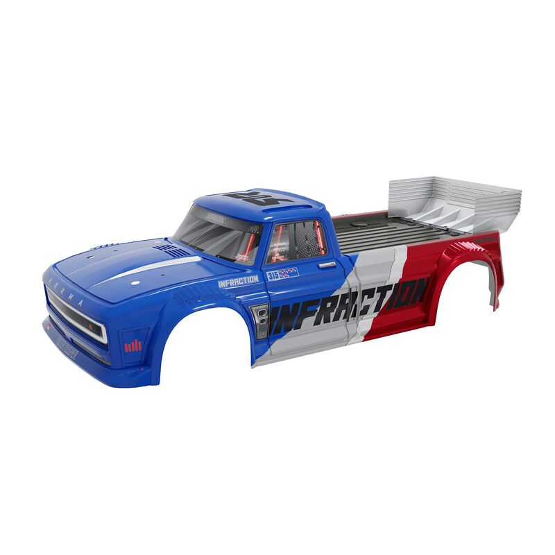 ARRMA INFRACTION 4X4 All-Road 3S BLX Painted Decaled Trimmed Body Blue/Red