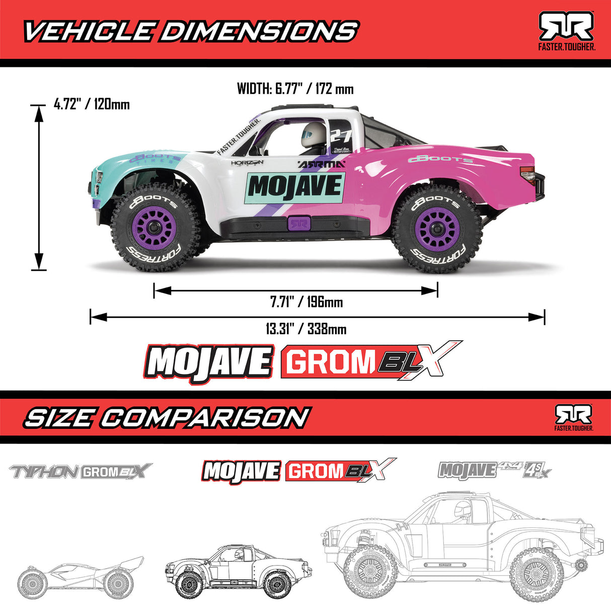 1/16 MOJAVE GROM 223S DSC 4X4 RTR Brushless Desert Truck (Battery & Charger Included), White