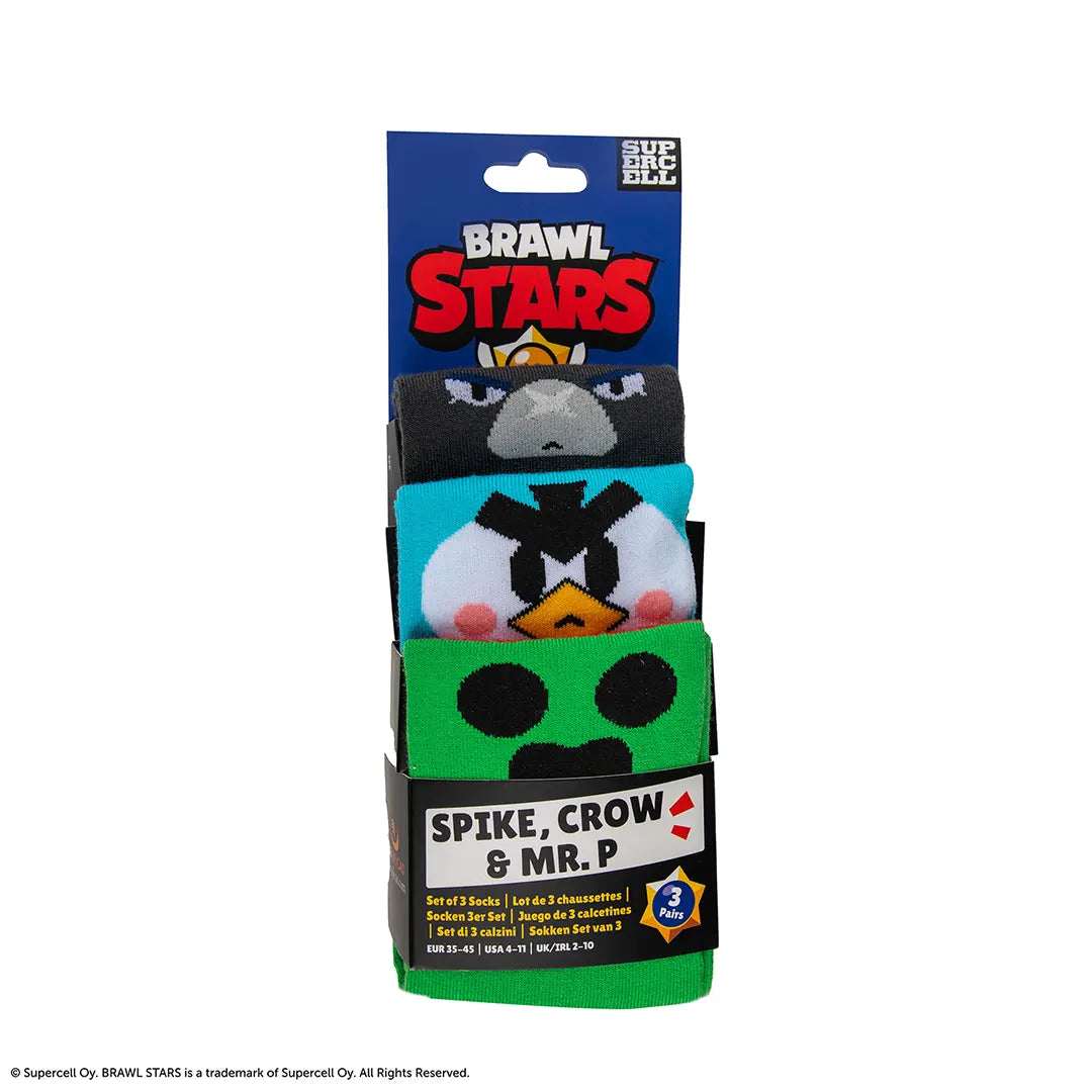 Set of 3 socks Spike, Crow & Mr. P - Brawl Stars