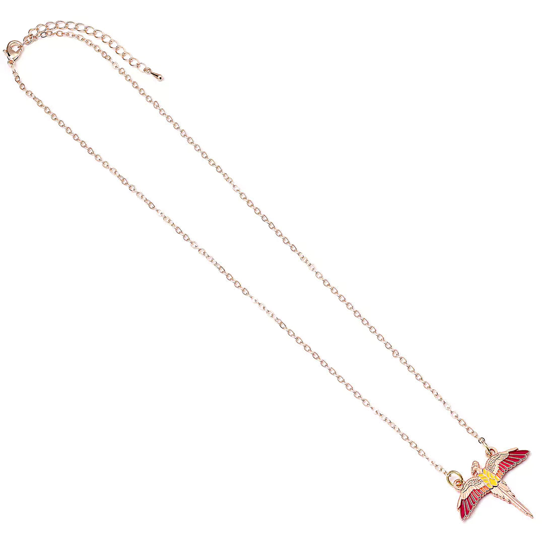 Rose Gold Plated Fawkes Necklace - Harry Potter