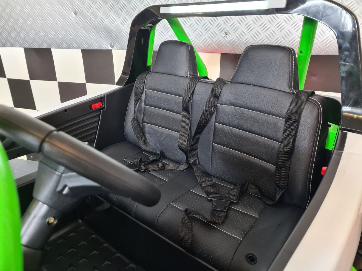 Elektrisk børnebuggy 24 volt 2-personers hvid / grøn