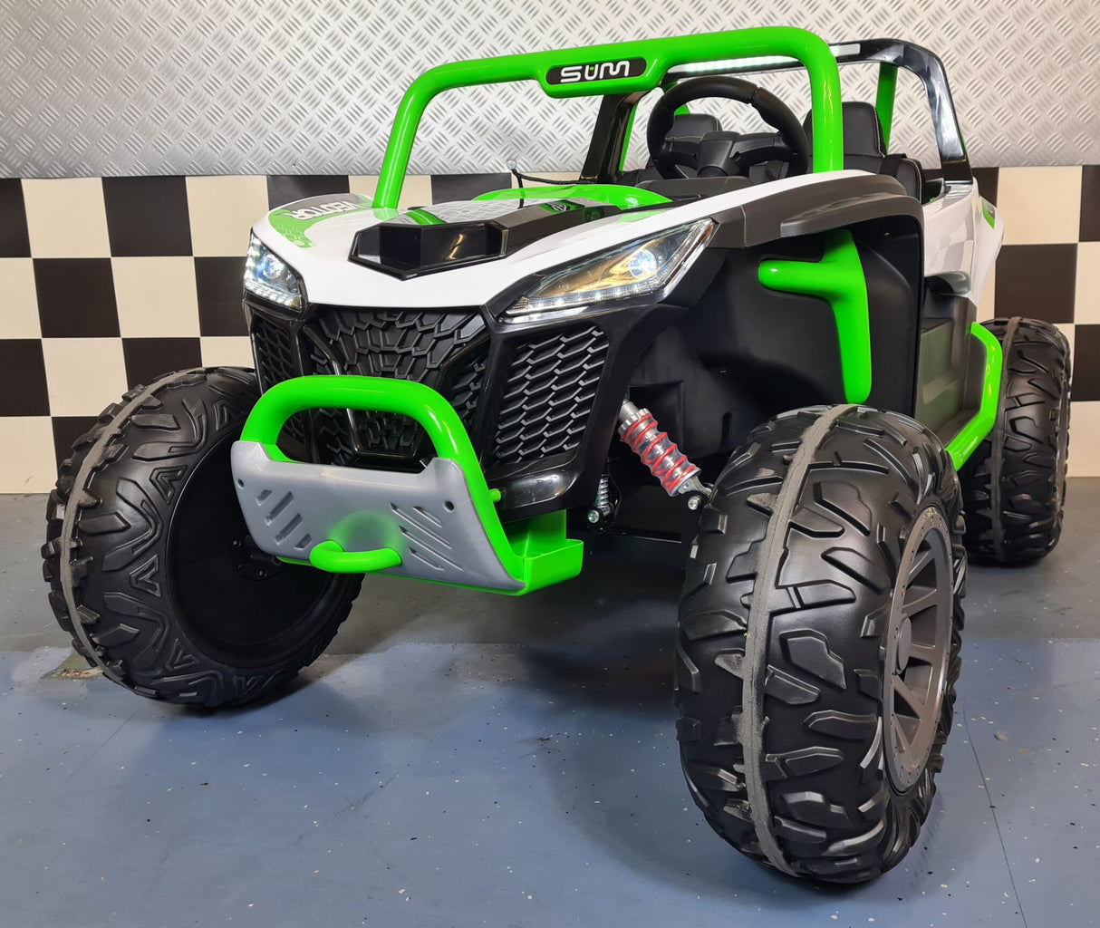 Elektrisk børnebuggy 24 volt 2-personers hvid / grøn