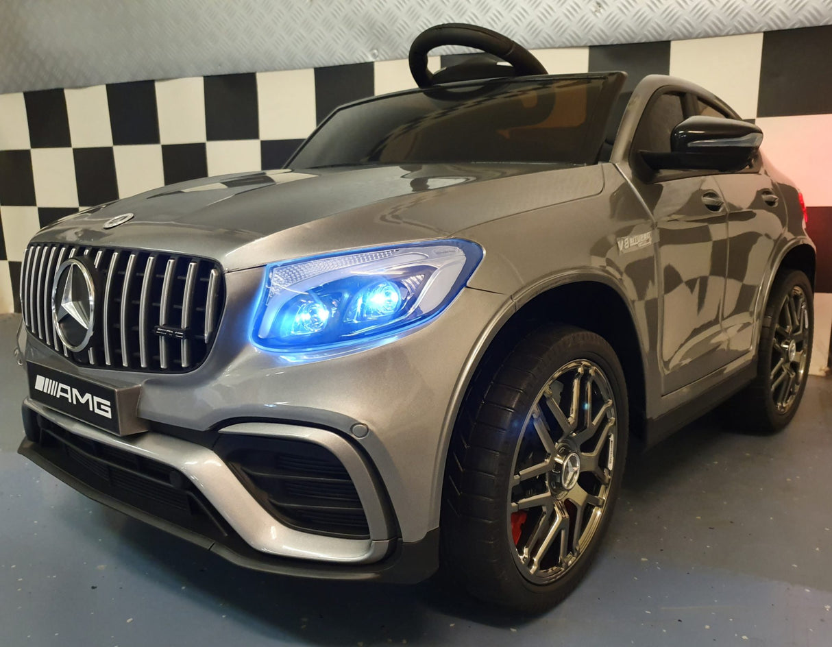 Børnebil batteri Mercedes GLC 63 12V metallic sølv 1 person