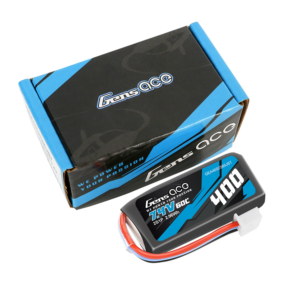 GENS ACE GE1-0400-2J-60C - Gensace Batteria LiPo 2S 7.4V-400-60CJST 41x20x13mm 20g