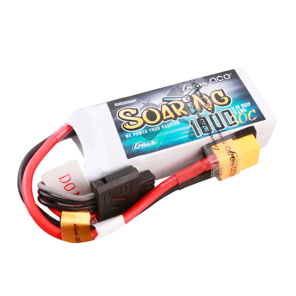 GENS ACE GE1-1000-2X6GT - GensAce Soaring LiPo 2S 7.4V-1000-30C XT60 69.5x54x11mm 63g G-Tech
