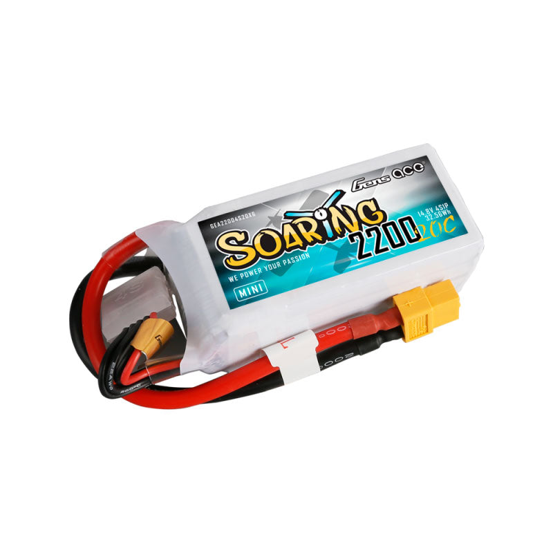 GENS ACE GE1-2200S-4X6 - Gens ace Soaring Mini LiPo 4S 14.8V-2200-20C XT60 76x33x33mm 185g