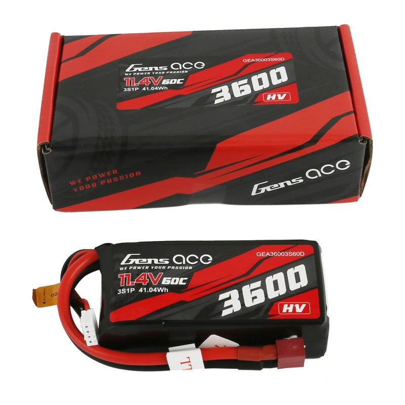 GENS ACE GE3-3600HV-3D - Gens ace Crawler LiPo 3S 11.4V-3600-60CDeans 89x42x26mm 218g