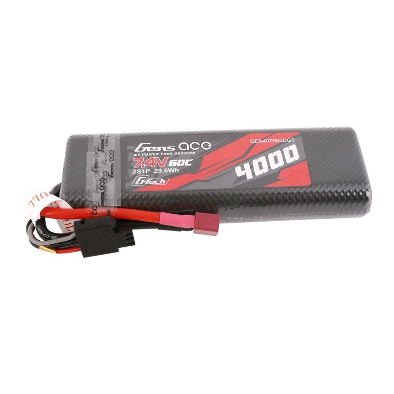 GENS ACE GE3-4000-2DGT - GensAce Bashing LiPo 2S 7.4V-4000-60C Deans 139x47x23mm 225g G-Tech