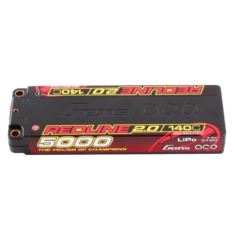 GENS ACE GEA50002S14D5 - GensAce Redline 2.0 Low Prof 2S HV 7.6V-140C-5000 139x47x18.5mm 224g