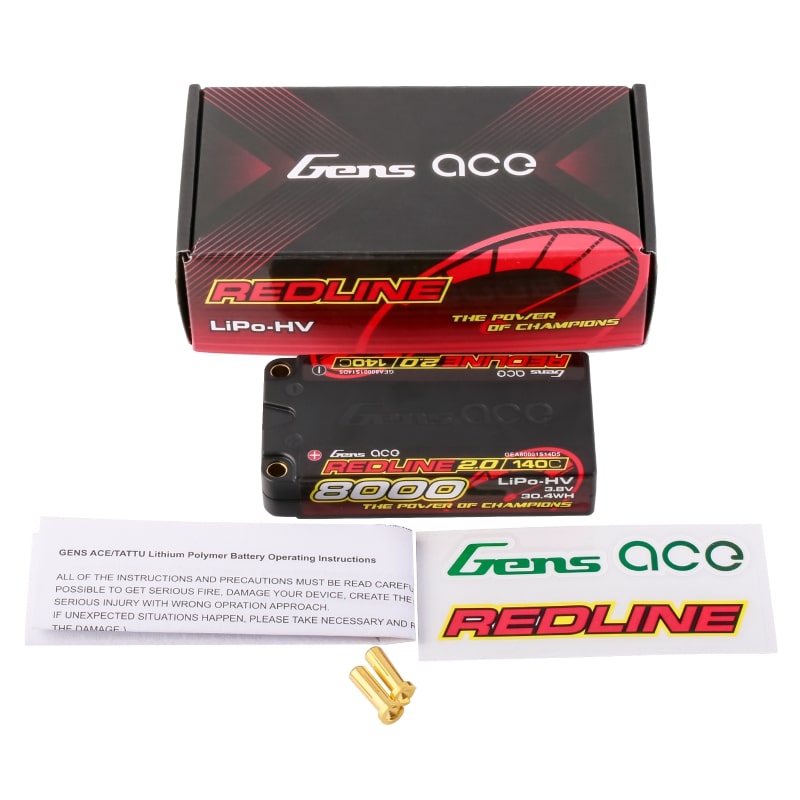 GENS ACE GEA80001S14D5 - GensAce Redline 2.0 1S HV 3.8V-140C-8000 93x47x18.5mm 146g