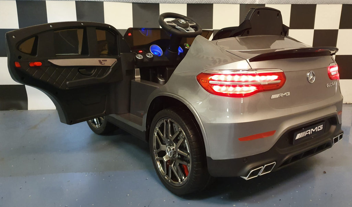 Børnebil batteri Mercedes GLC 63 12V metallic sølv 1 person