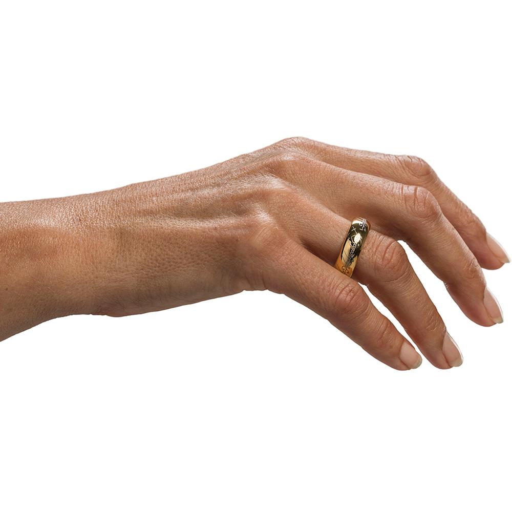 Weta Workshop LOTR- The One Ring (with runes) - Gold Plated Tungsten, Size 7