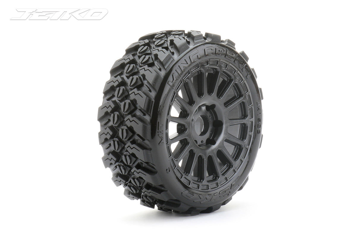 JETKO JK1502RB - Jetko EX King Cobra 1:8 Buggy Belted Tyre Black Wheels 17mm Hex 2 pcs